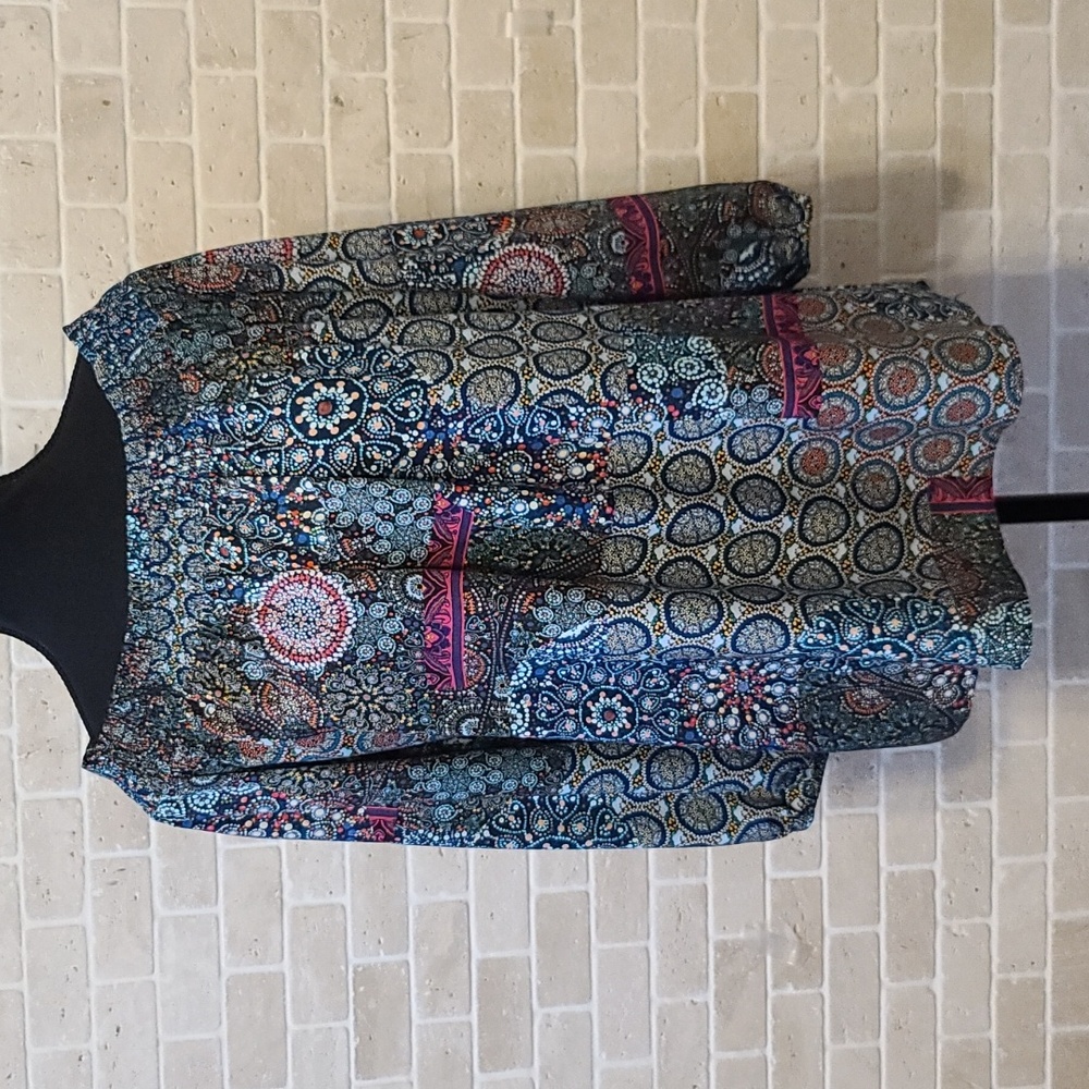 Desigual Women's Multicolor Viscose 3/4 Sleeve Summer Blouse (Sz L)